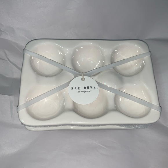 Rae Dunn “FARM FRESH” “FREE RANGE” Set of 2 Ceramic Farmhouse Egg Holder Tray - Picture 2 of 4